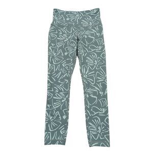 Athleta Girl Leggings Medium 9/10 Green Floral Athleisure Comfort Stretch
